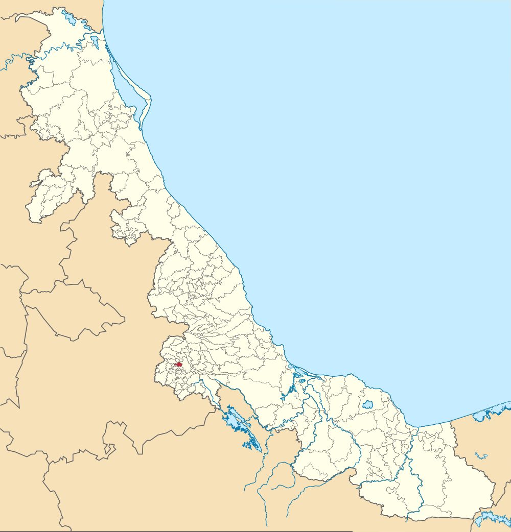 Municipio de Orizaba dentro del estado de Veracruz. Localizador moderno, no carta histórica.