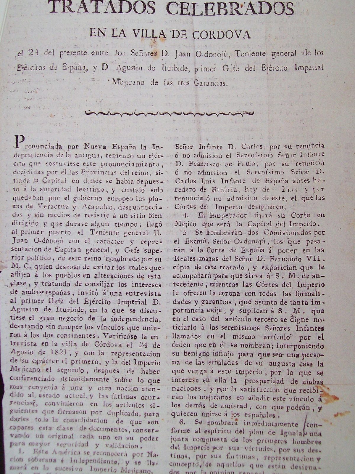 Ejemplar impreso de los diecisiete artículos, no el manuscrito firmado en 1821. La ficha de Commons lo relaciona con el tomo 5 de Memoria de las revoluciones de México (2009), a partir de un impreso del Archivo General de la Nación.